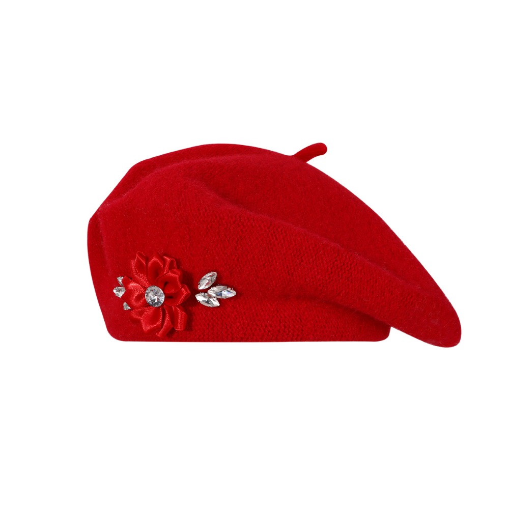 Soft Wool Knitted Beret Hat Fl - Beret French Wool review and price