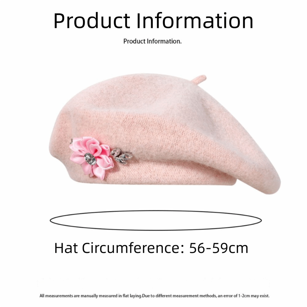 Soft Wool Knitted Beret Hat Fl - Beret French Wool review and price